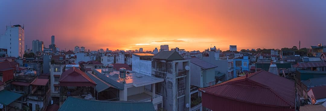 Sunset over Hanoi After the Rain, vietnam