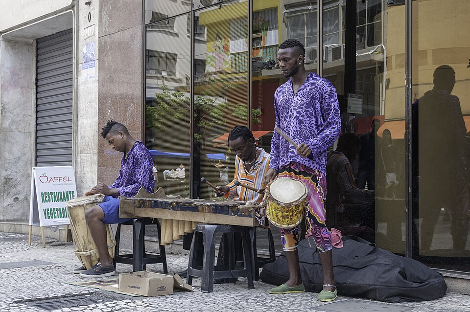 African Music in São Paulo street, Brasilien